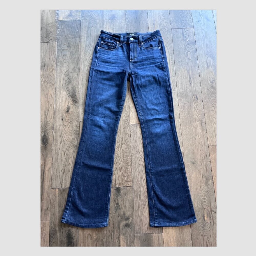 Paige Manhattan Bootcut Jeans Mid Rise Dark Wash Size 25 - Picture 2 of 7